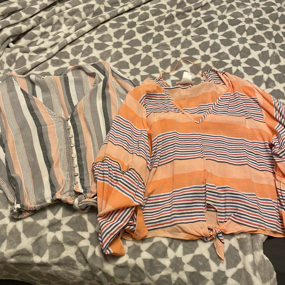 2 long sleeved center knot shirts